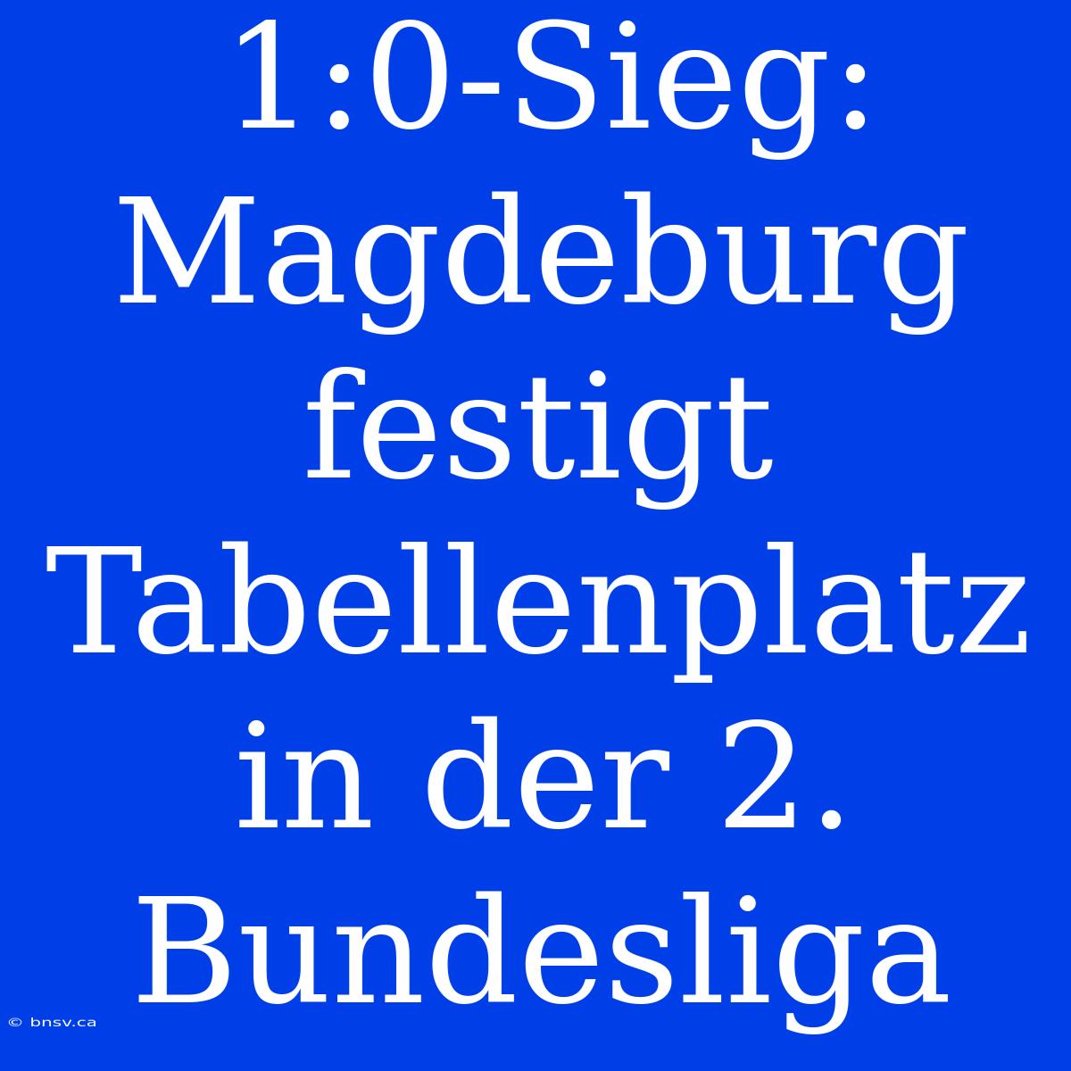 1:0-Sieg: Magdeburg Festigt Tabellenplatz In Der 2. Bundesliga