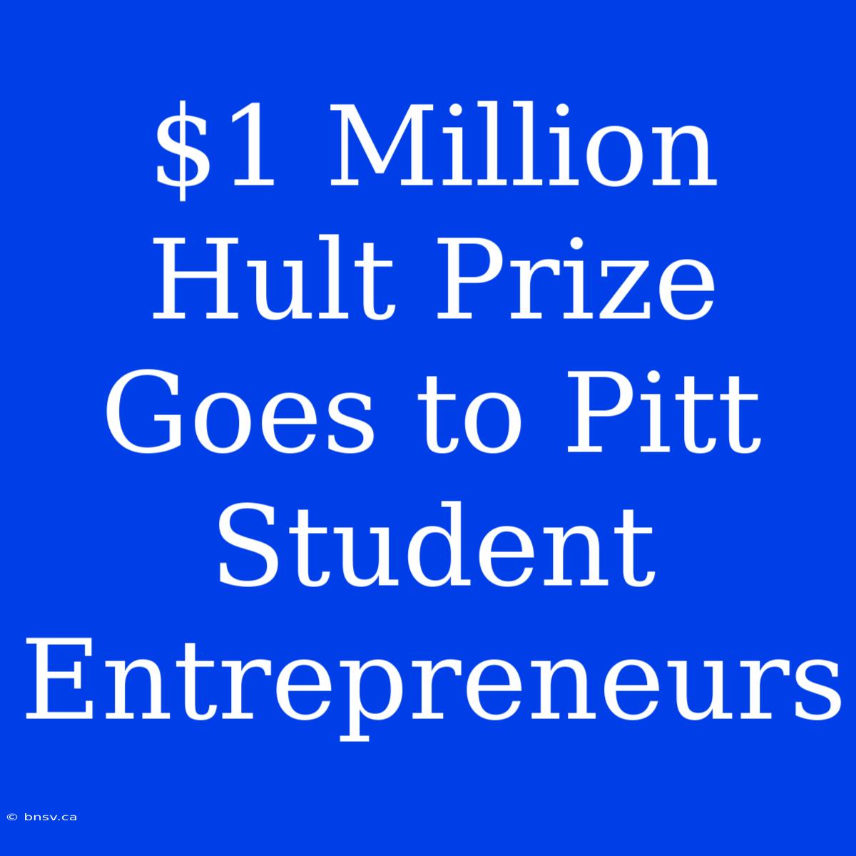 $1 Million Hult Prize Goes To Pitt Student Entrepreneurs