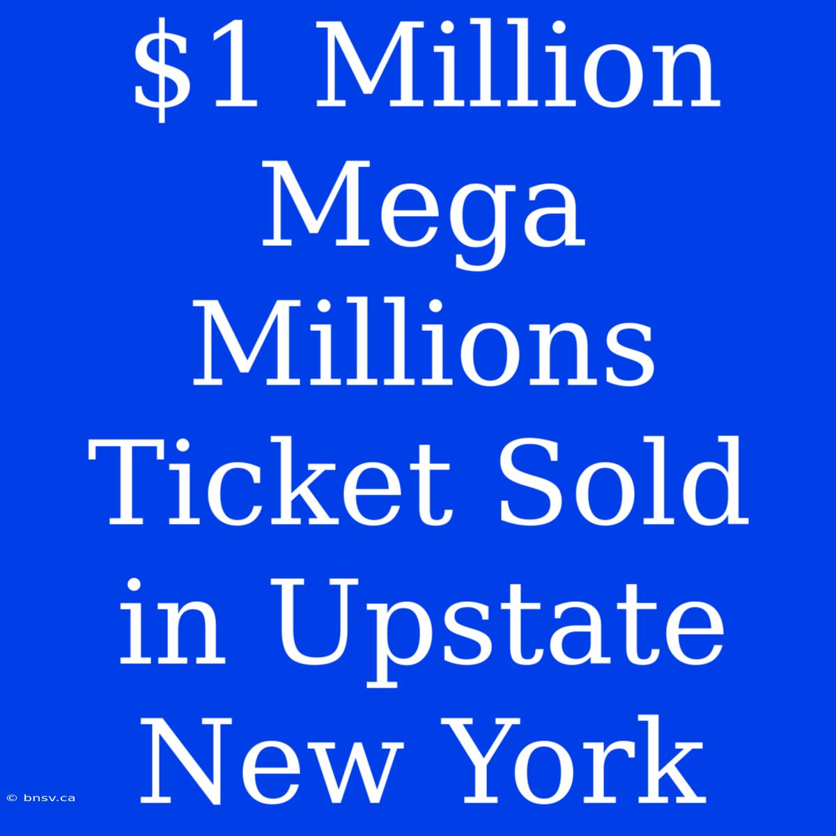 $1 Million Mega Millions Ticket Sold In Upstate New York