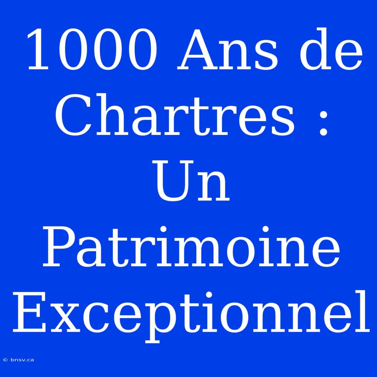 1000 Ans De Chartres : Un Patrimoine Exceptionnel