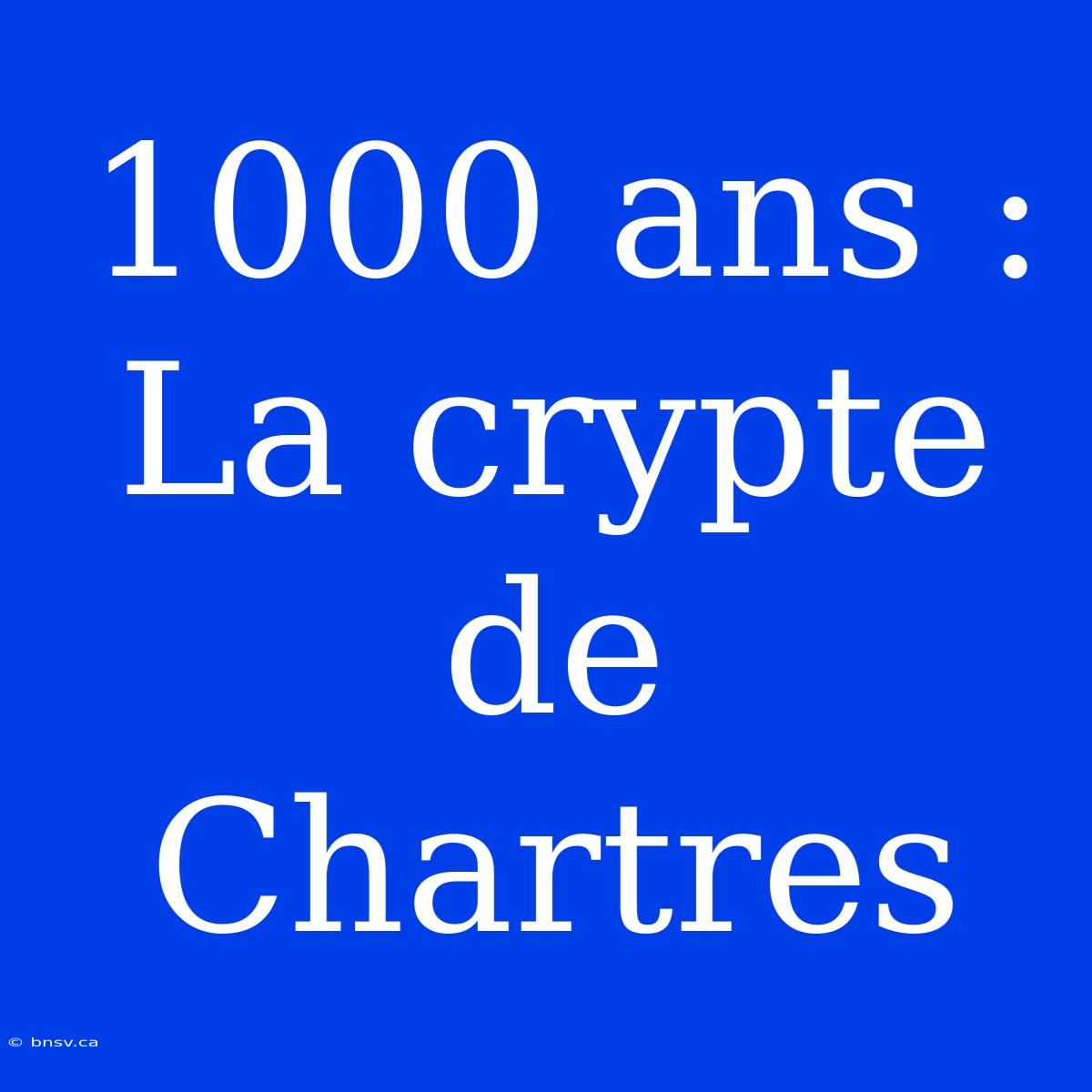 1000 Ans : La Crypte De Chartres