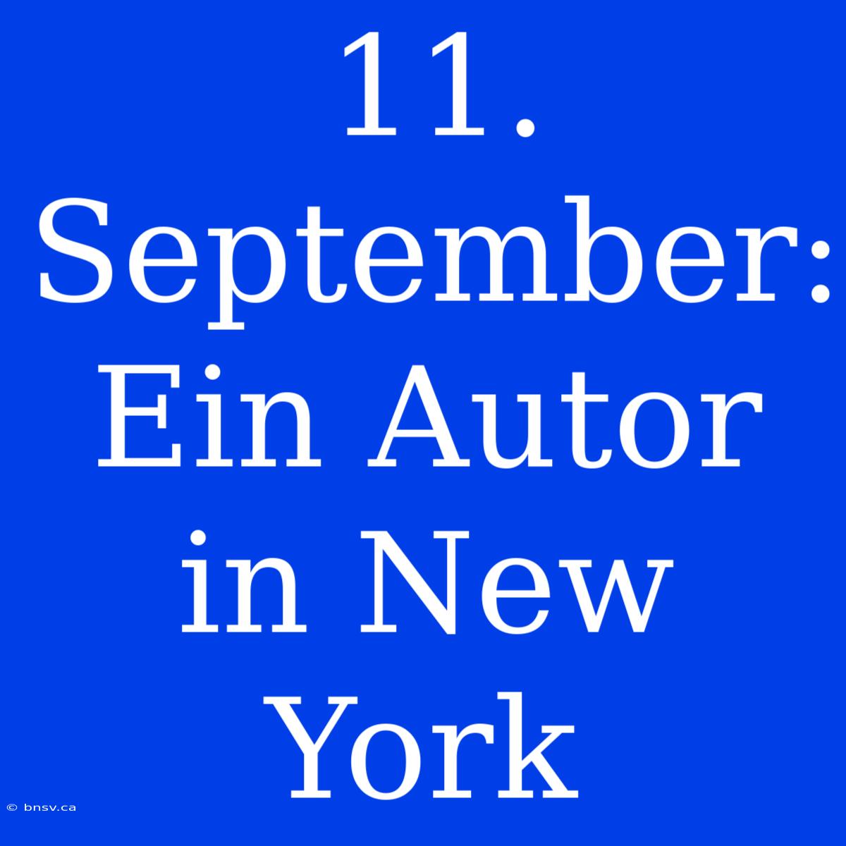 11. September: Ein Autor In New York