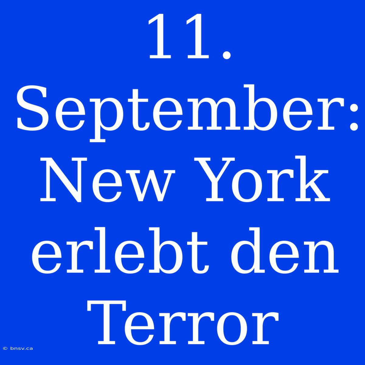 11. September: New York Erlebt Den Terror