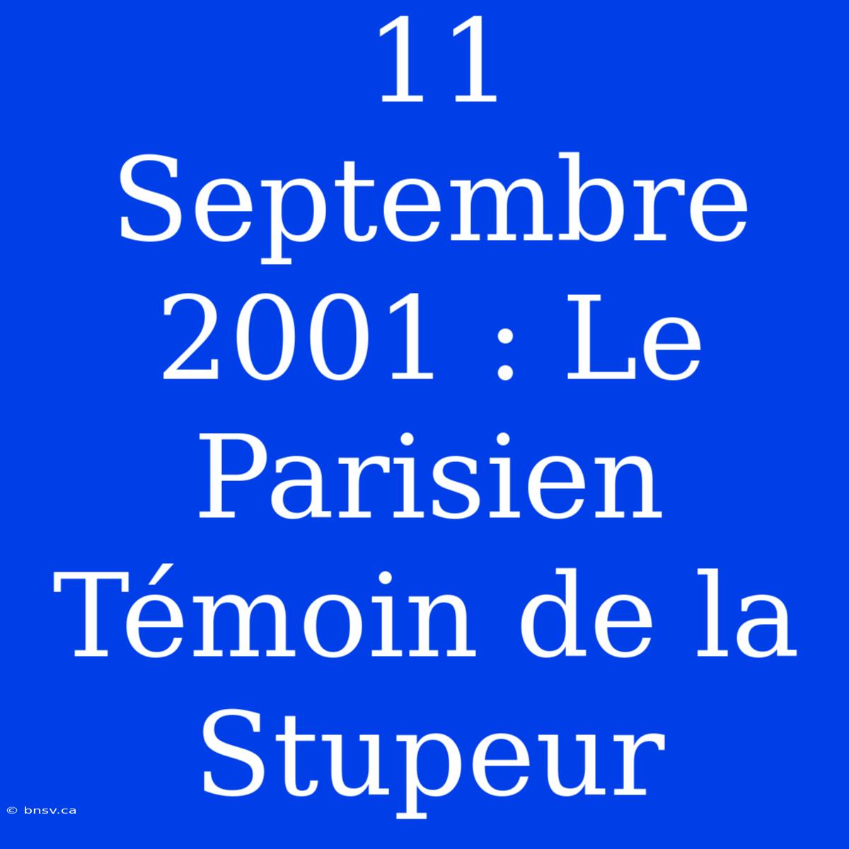 11 Septembre 2001 : Le Parisien Témoin De La Stupeur