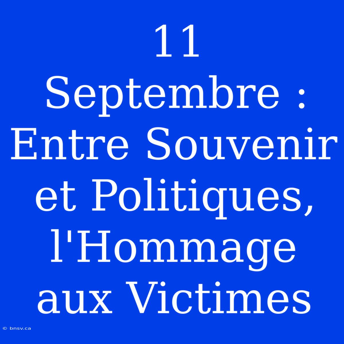 11 Septembre : Entre Souvenir Et Politiques, L'Hommage Aux Victimes