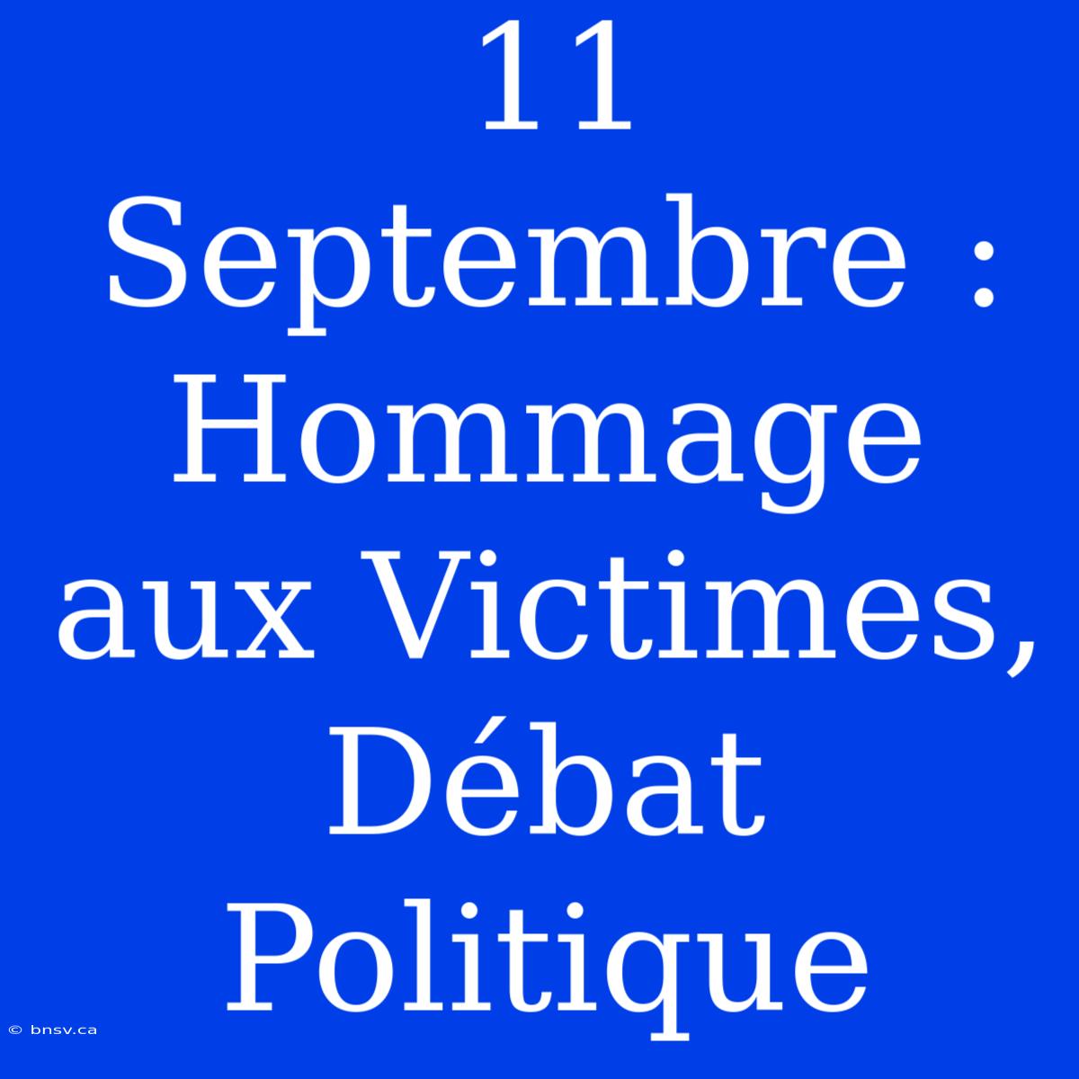 11 Septembre : Hommage Aux Victimes, Débat Politique