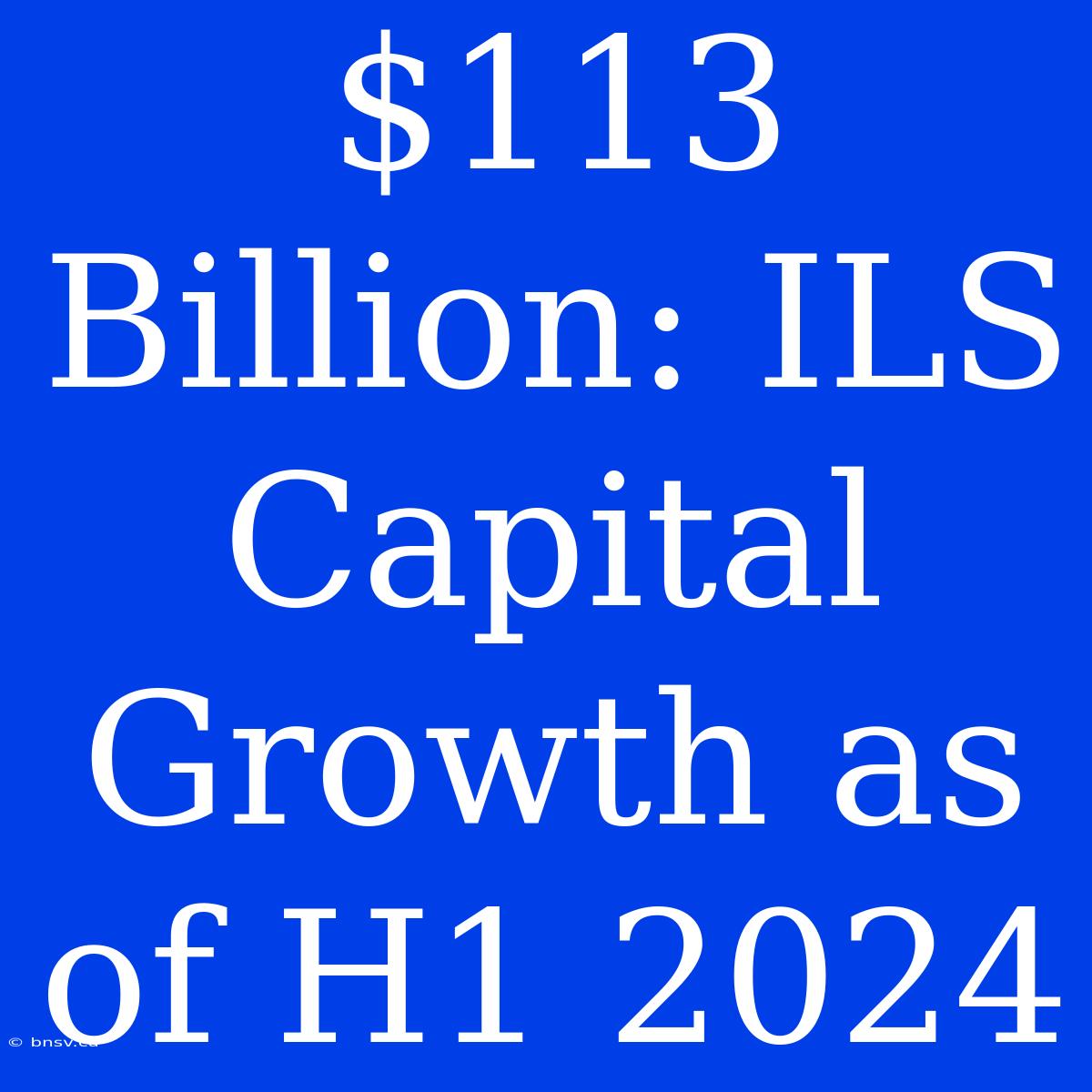 $113 Billion: ILS Capital Growth As Of H1 2024