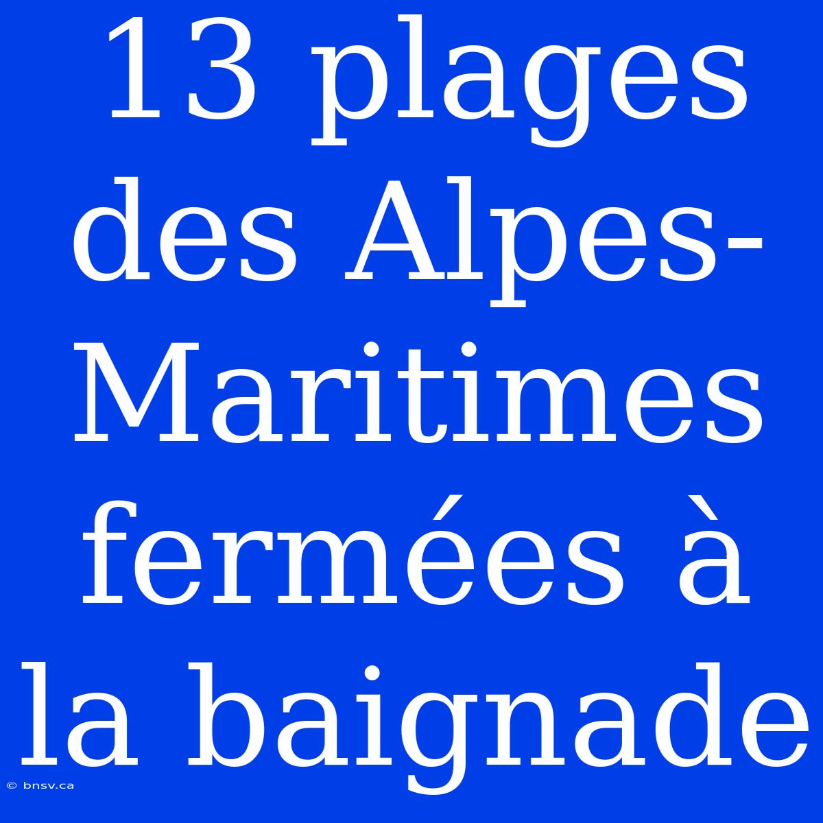 13 Plages Des Alpes-Maritimes Fermées À La Baignade