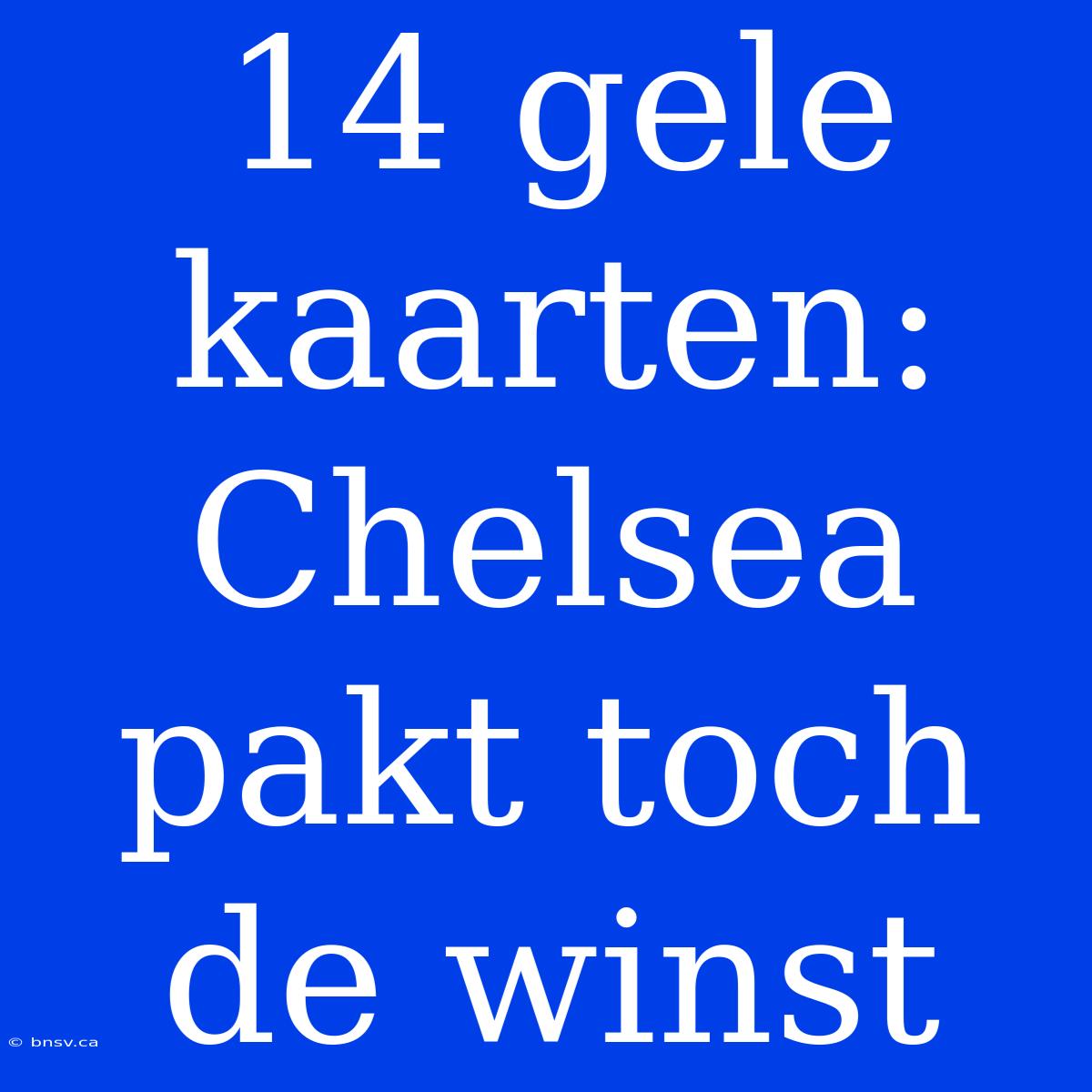 14 Gele Kaarten: Chelsea Pakt Toch De Winst