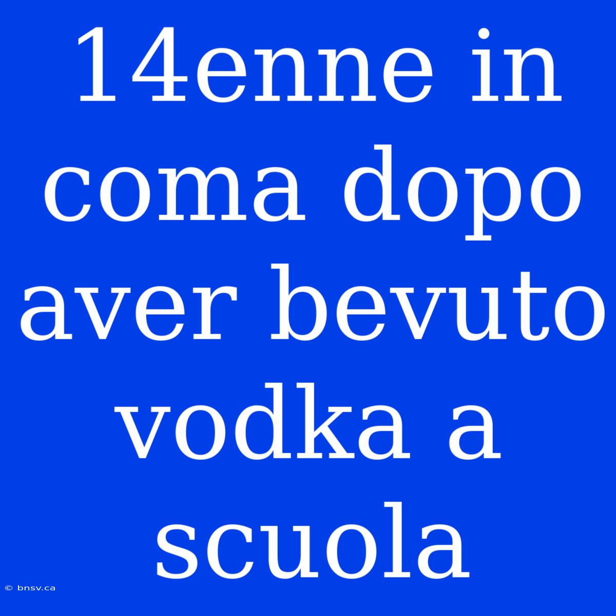 14enne In Coma Dopo Aver Bevuto Vodka A Scuola