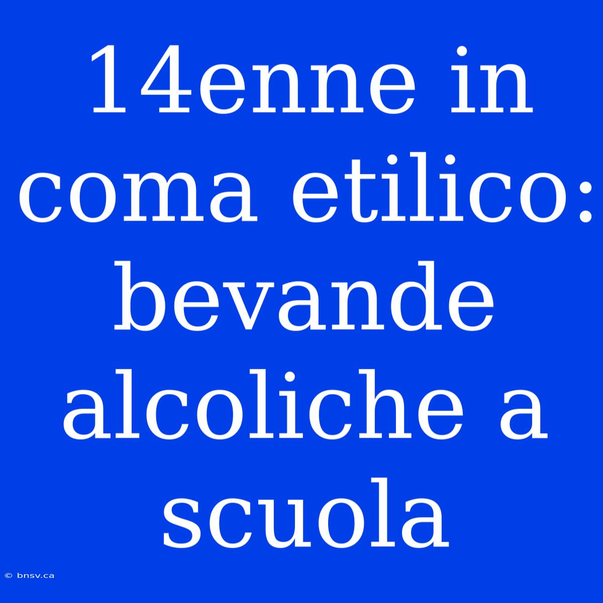 14enne In Coma Etilico: Bevande Alcoliche A Scuola