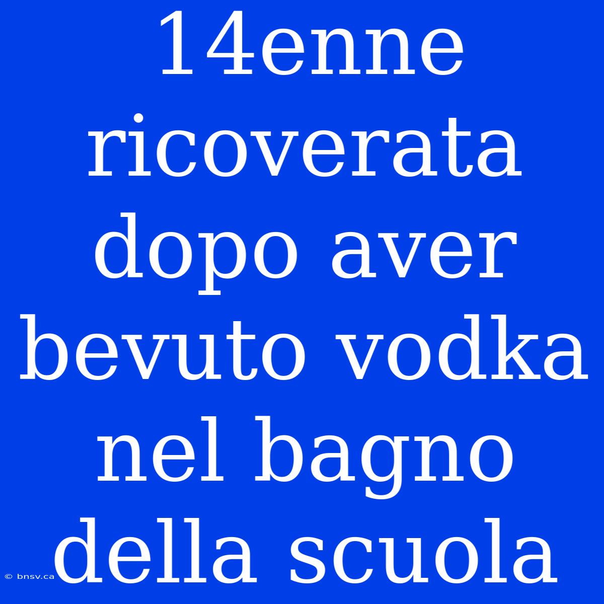 14enne Ricoverata Dopo Aver Bevuto Vodka Nel Bagno Della Scuola