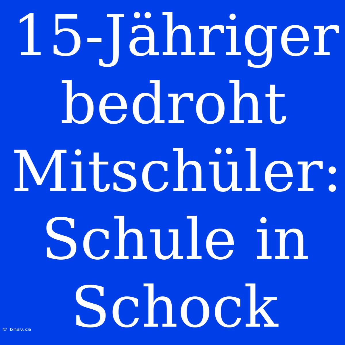 15-Jähriger Bedroht Mitschüler: Schule In Schock