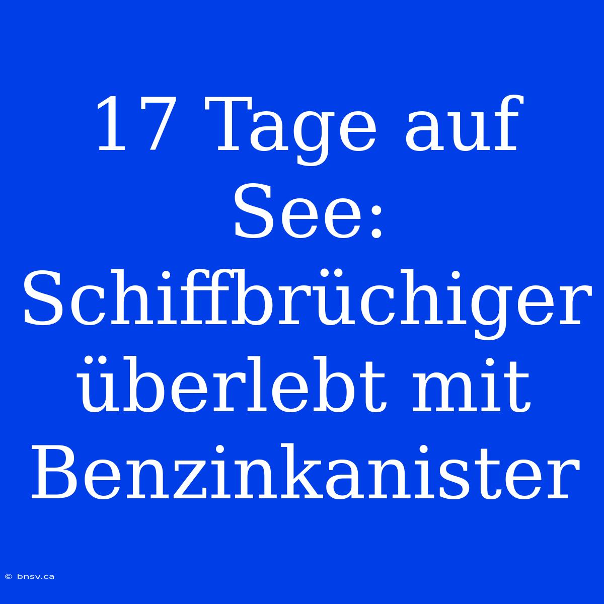 17 Tage Auf See: Schiffbrüchiger Überlebt Mit Benzinkanister