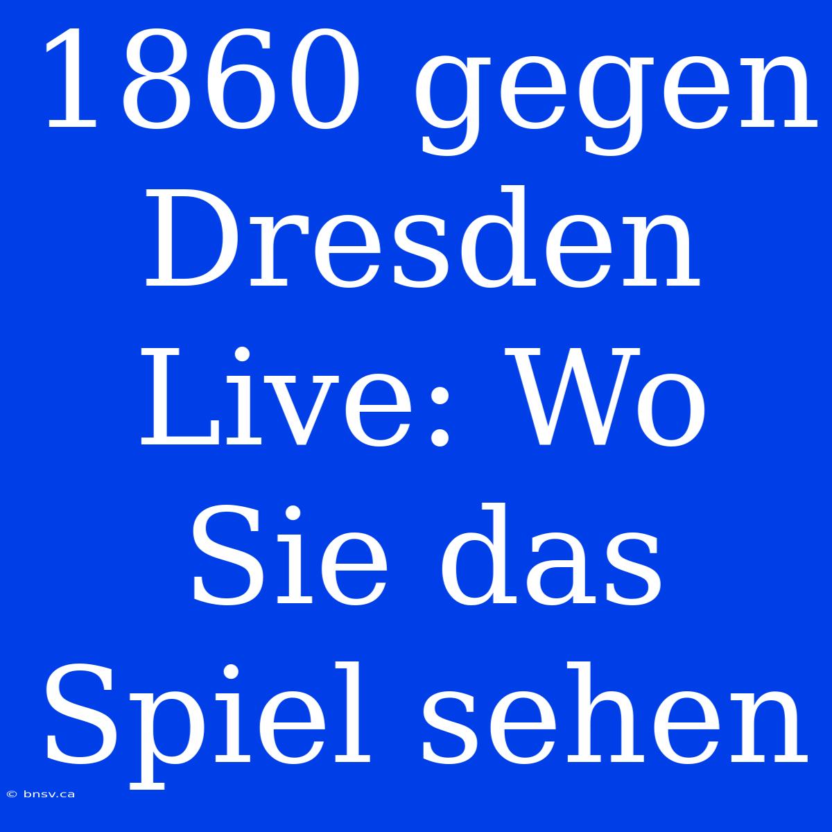 1860 Gegen Dresden Live: Wo Sie Das Spiel Sehen