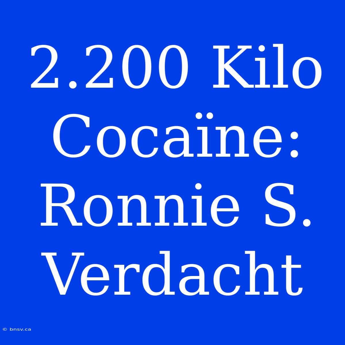 2.200 Kilo Cocaïne: Ronnie S. Verdacht