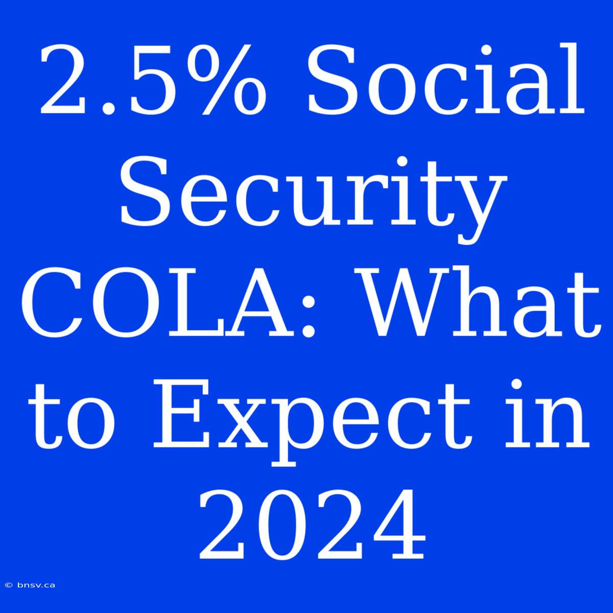 2.5% Social Security COLA: What To Expect In 2024