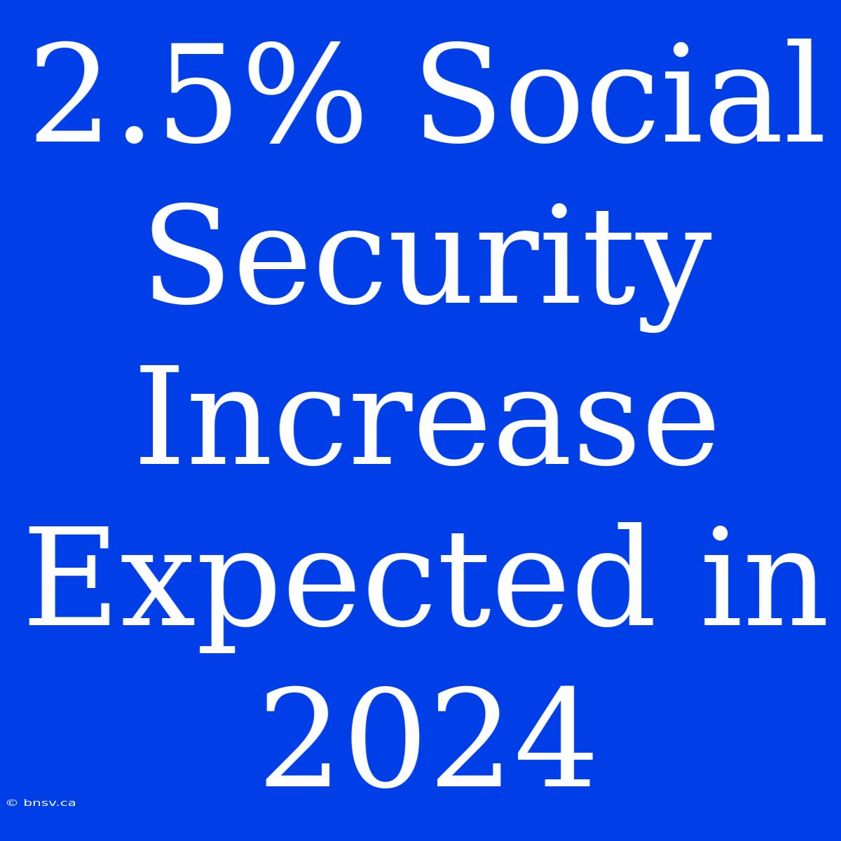 2.5% Social Security Increase Expected In 2024