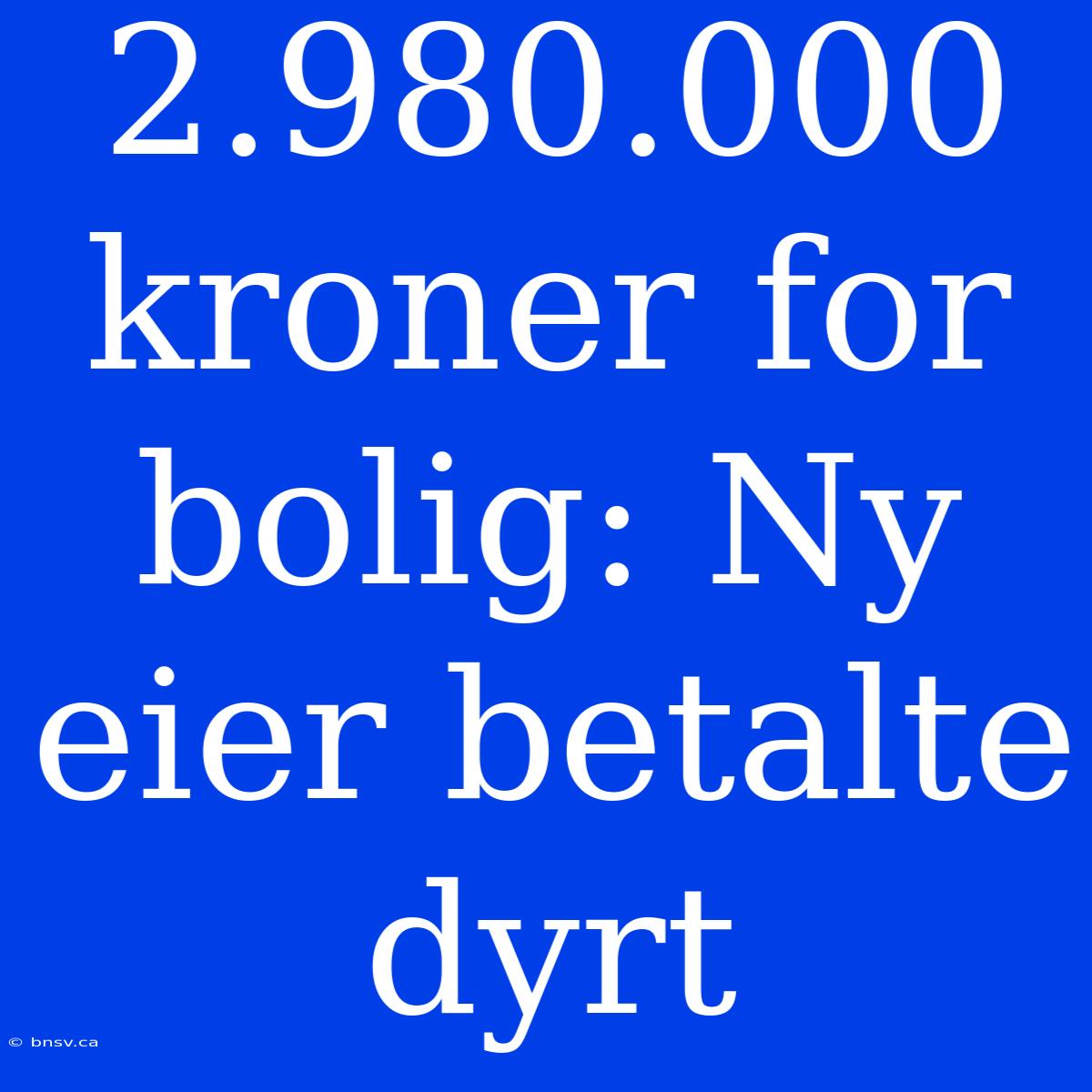 2.980.000 Kroner For Bolig: Ny Eier Betalte Dyrt