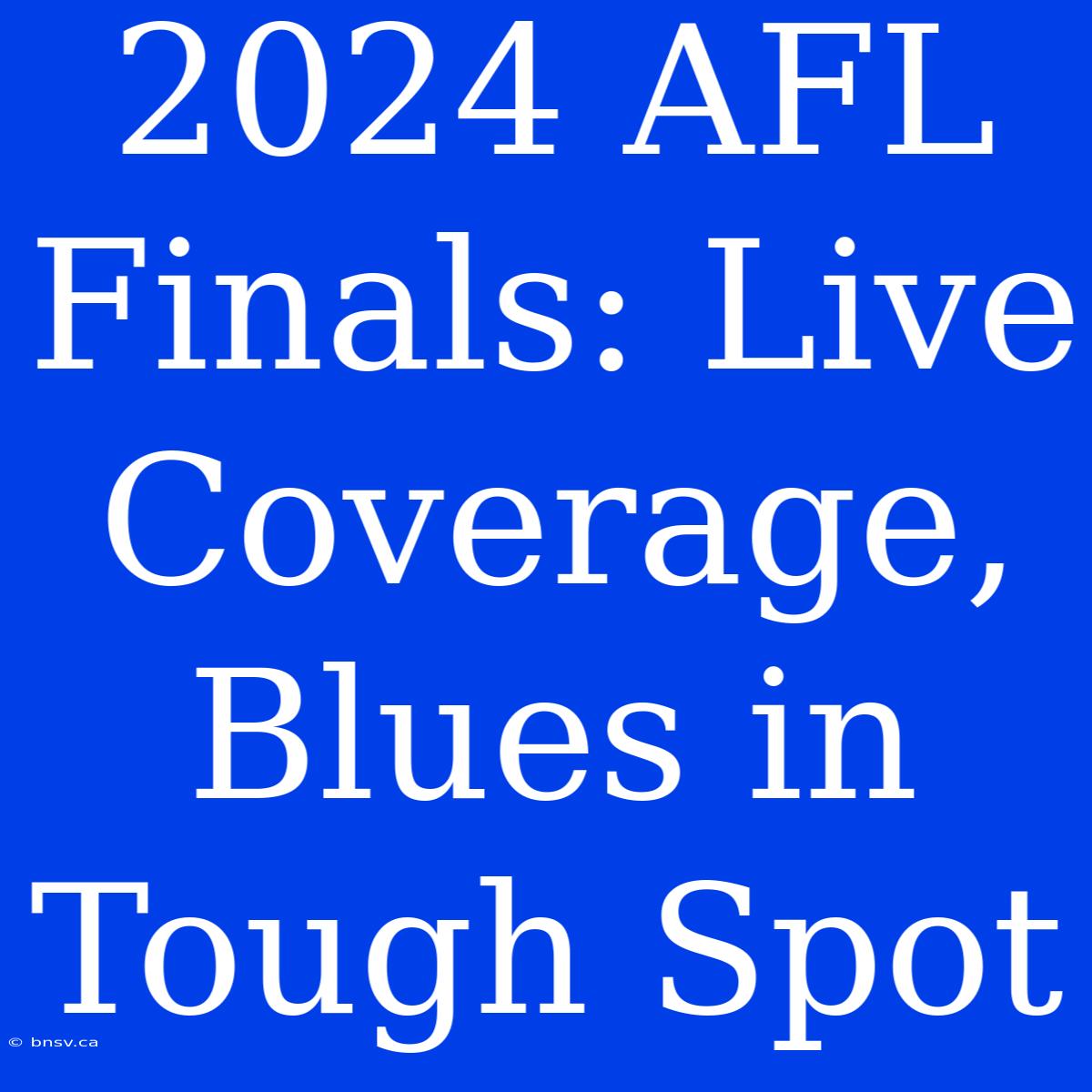 2024 AFL Finals: Live Coverage, Blues In Tough Spot