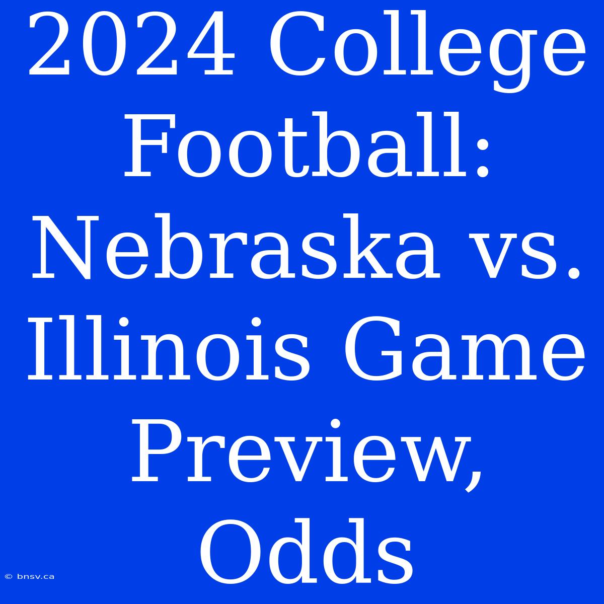 2024 College Football: Nebraska Vs. Illinois Game Preview, Odds