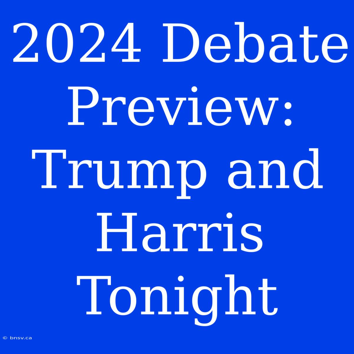 2024 Debate Preview: Trump And Harris Tonight