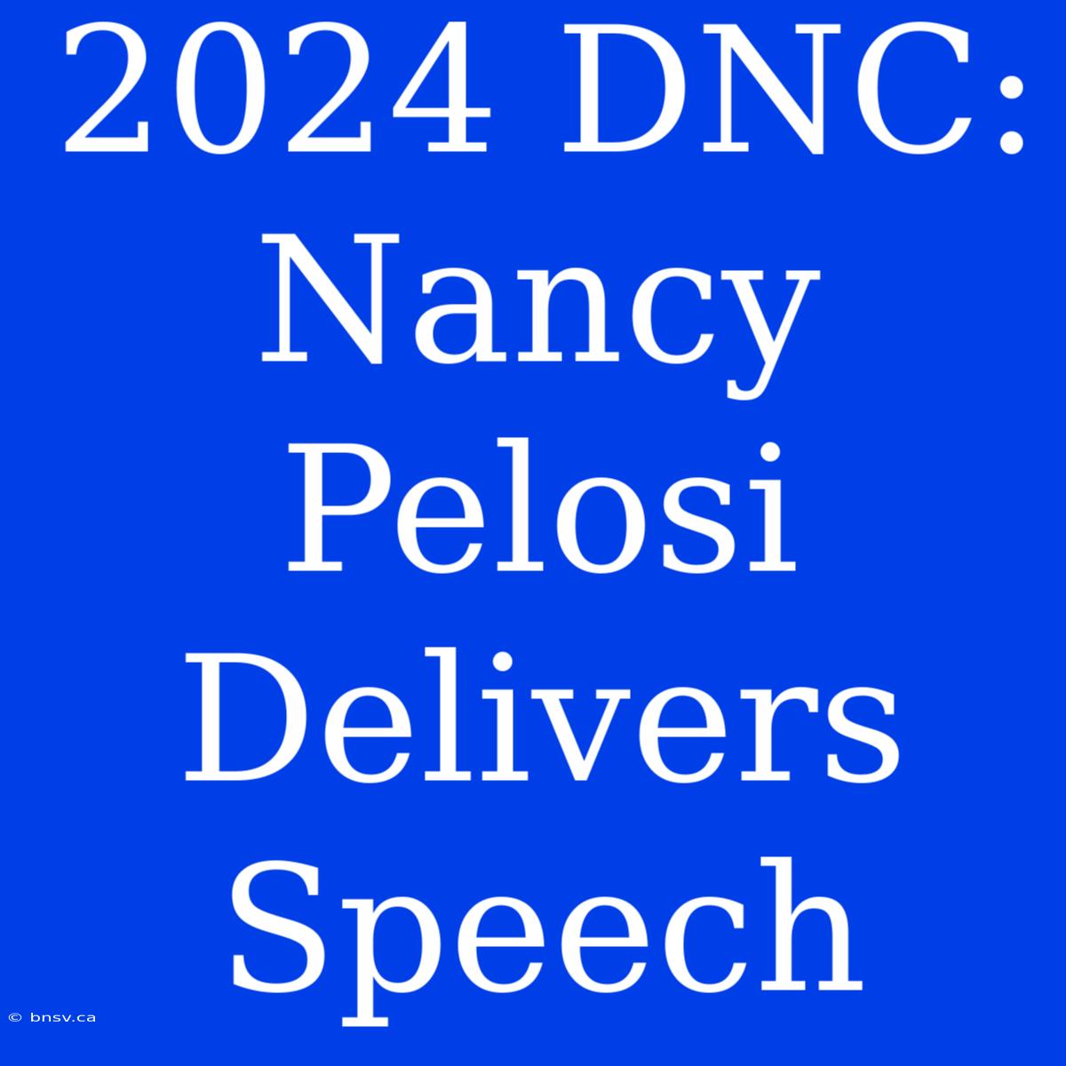 2024 DNC: Nancy Pelosi Delivers Speech