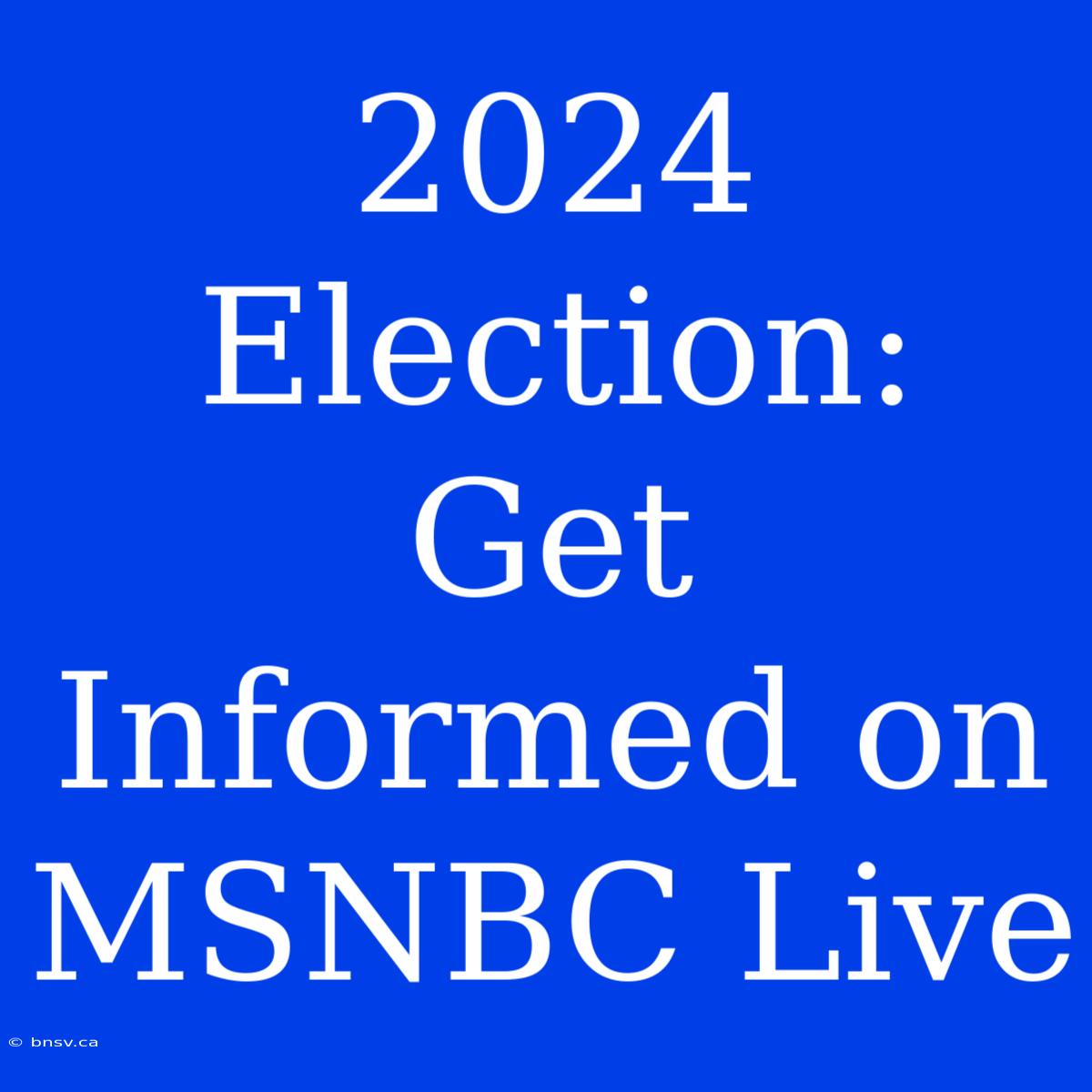 2024 Election: Get Informed On MSNBC Live