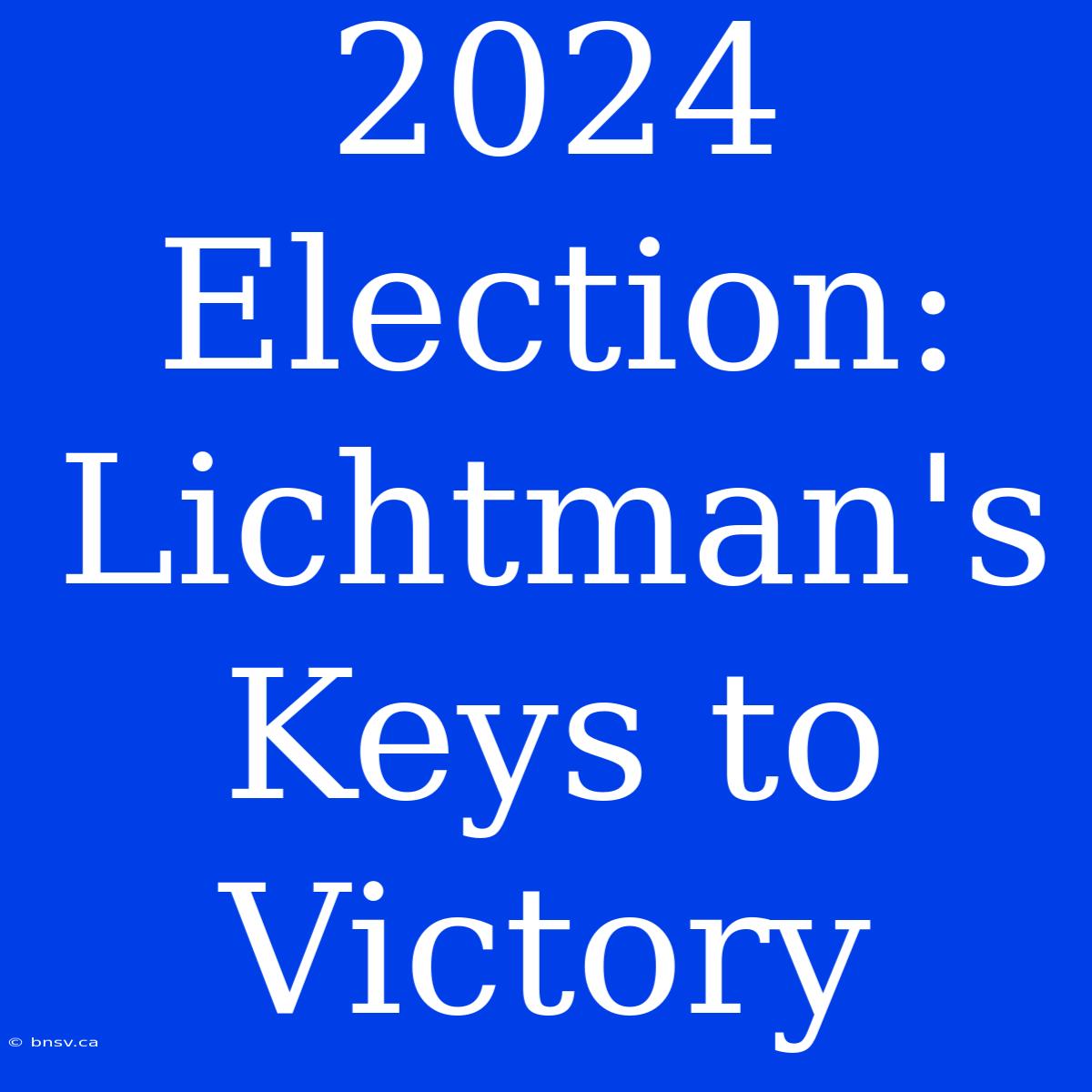 2024 Election: Lichtman's Keys To Victory