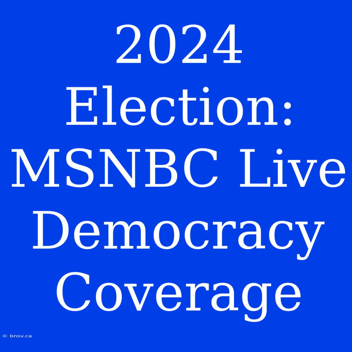 2024 Election: MSNBC Live Democracy Coverage