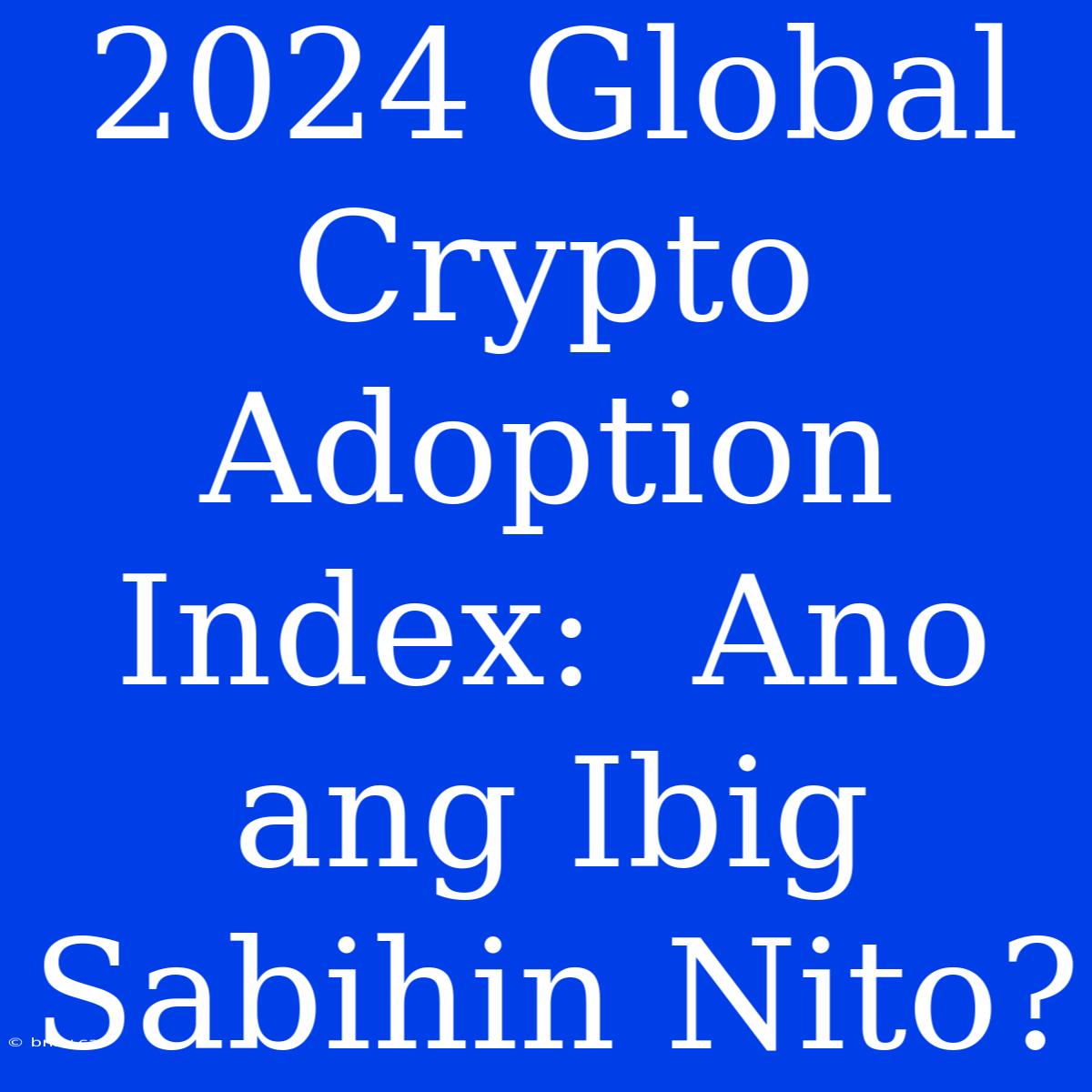 2024 Global Crypto Adoption Index:  Ano Ang Ibig Sabihin Nito?