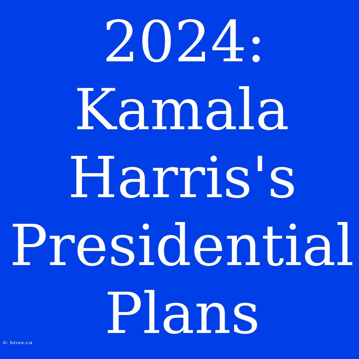 2024: Kamala Harris's Presidential Plans