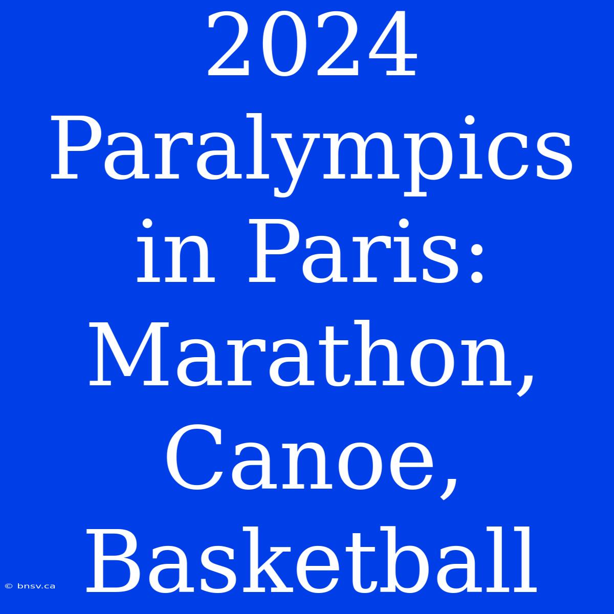 2024 Paralympics In Paris: Marathon, Canoe, Basketball