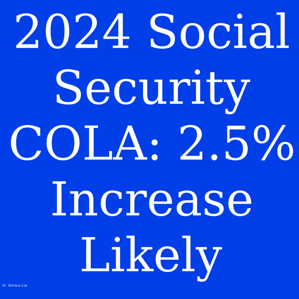 2024 Social Security COLA: 2.5% Increase Likely