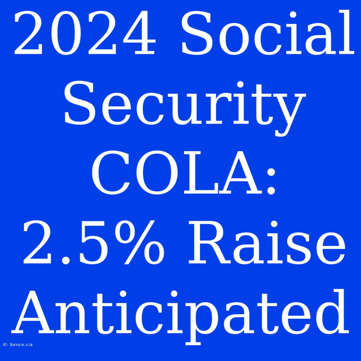 2024 Social Security COLA: 2.5% Raise Anticipated