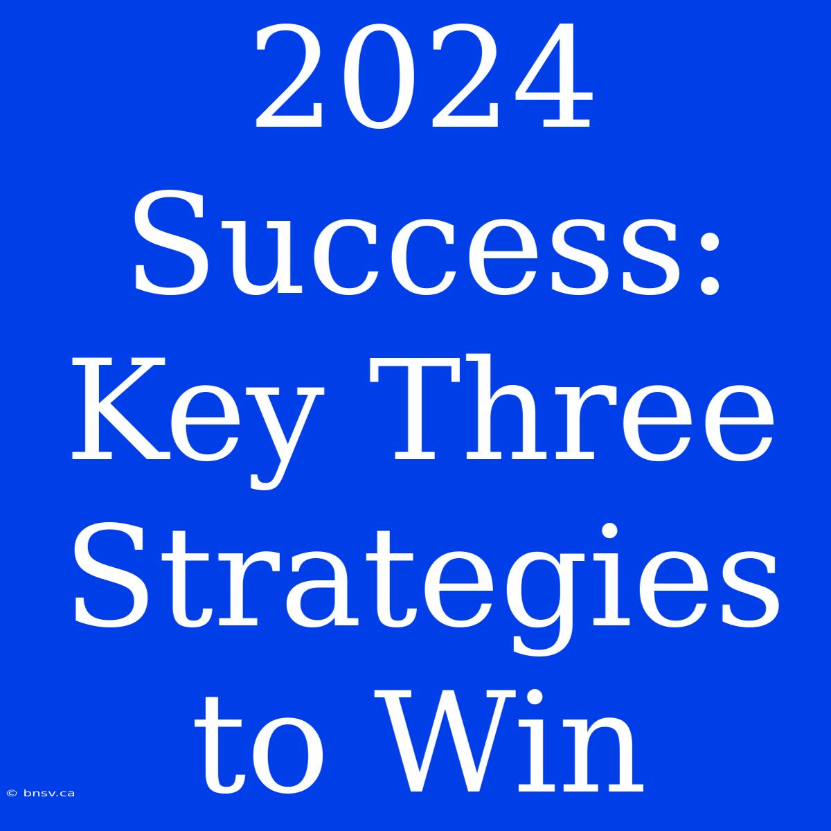 2024 Success: Key Three Strategies To Win