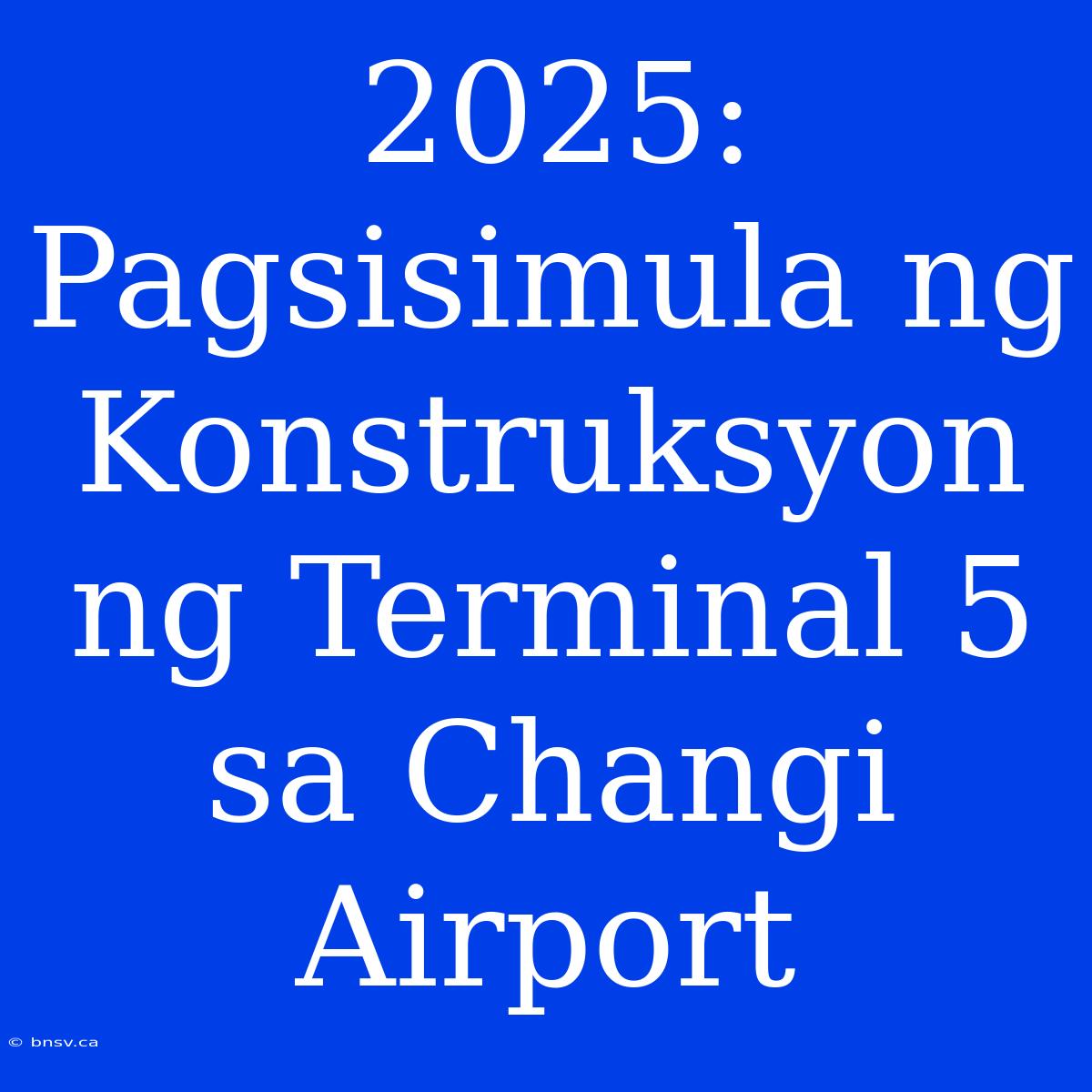 2025: Pagsisimula Ng Konstruksyon Ng Terminal 5 Sa Changi Airport