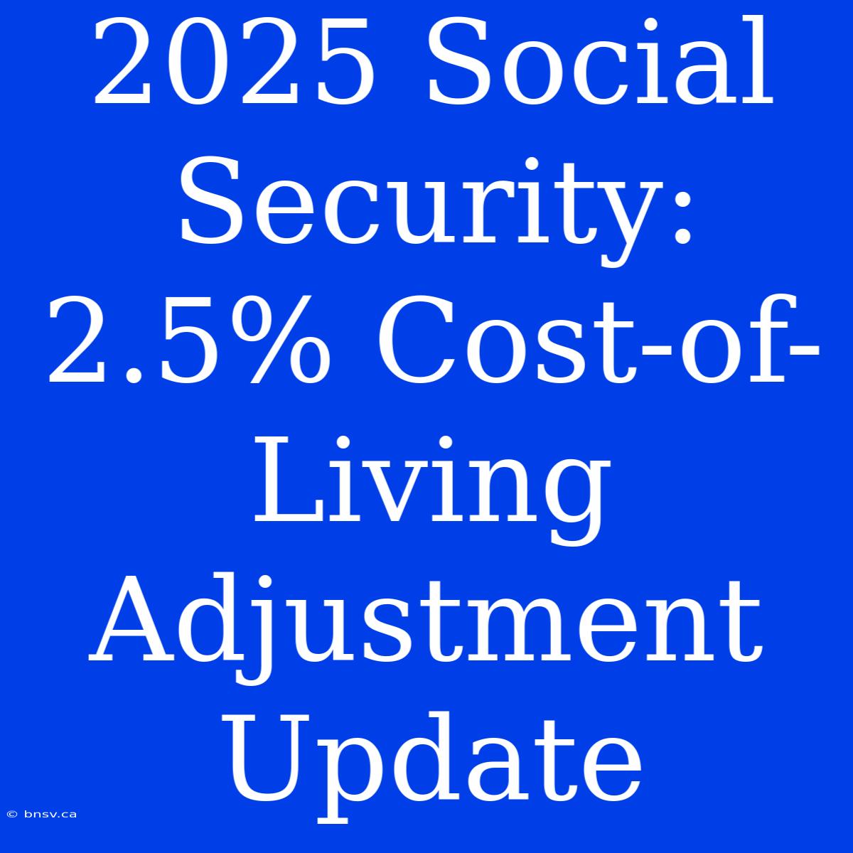 2025 Social Security: 2.5% Cost-of-Living Adjustment Update