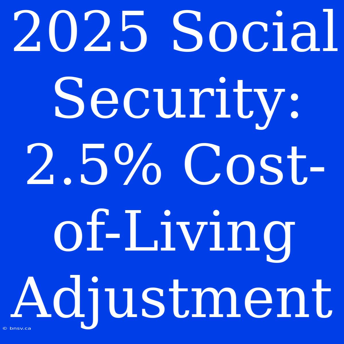 2025 Social Security:  2.5% Cost-of-Living Adjustment