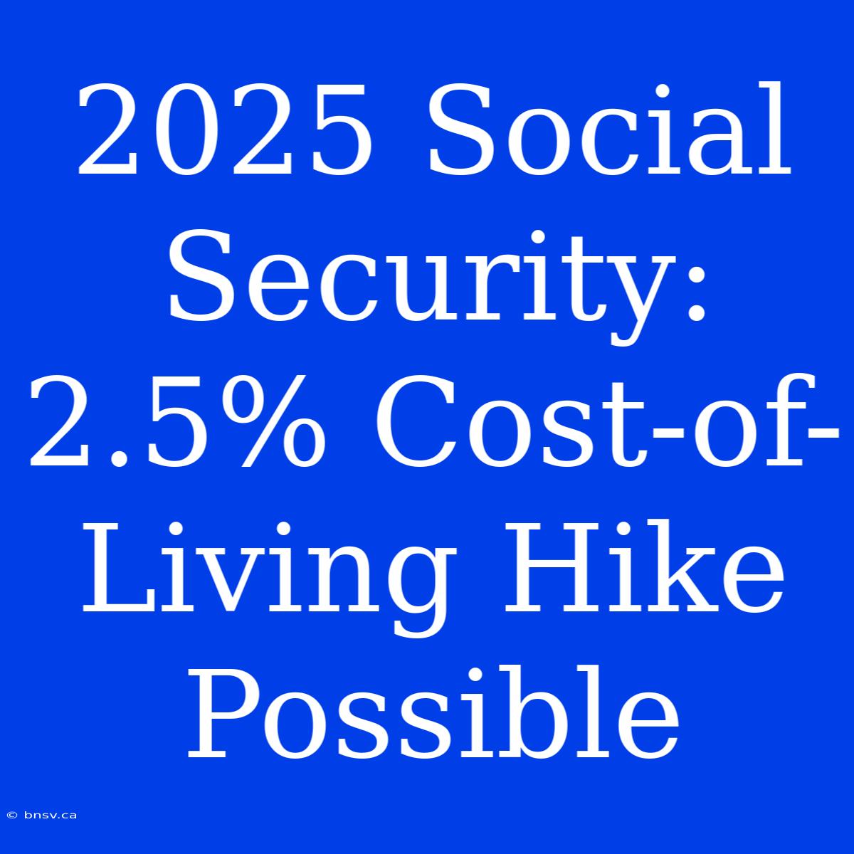 2025 Social Security: 2.5% Cost-of-Living Hike Possible