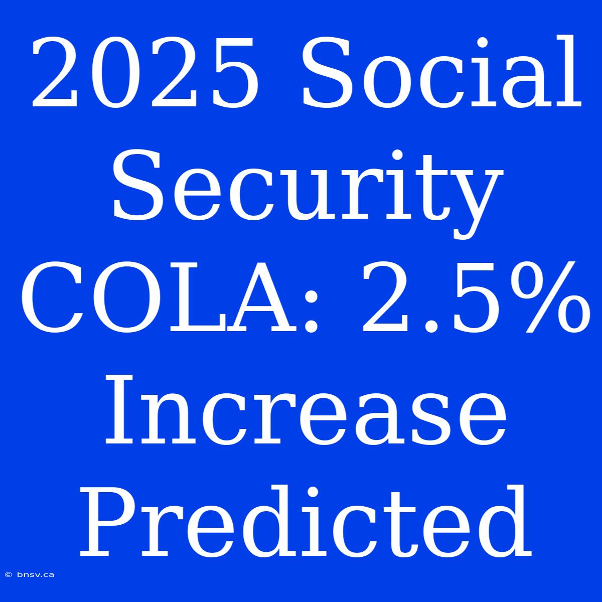 2025 Social Security COLA: 2.5% Increase Predicted