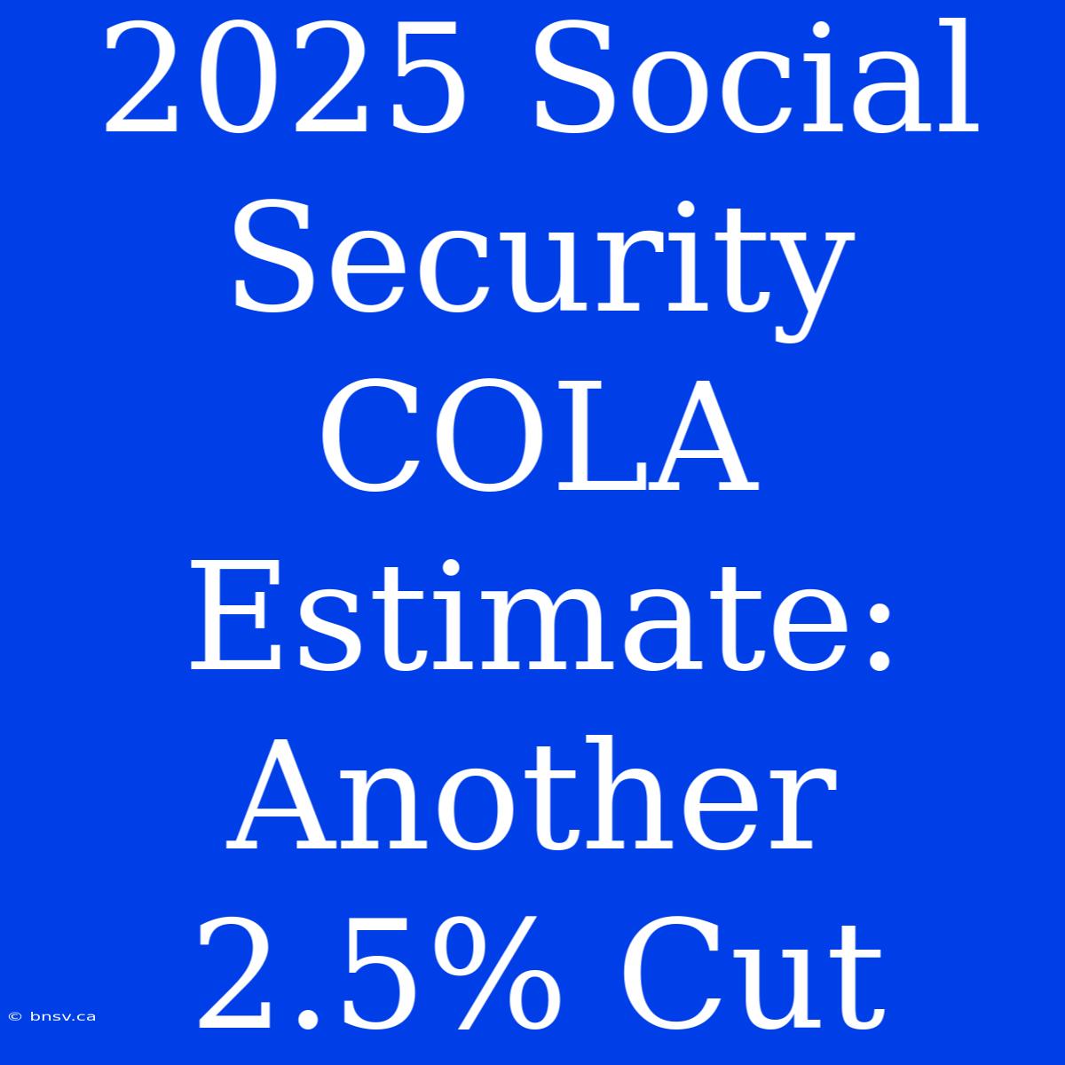 2025 Social Security COLA Estimate: Another 2.5% Cut