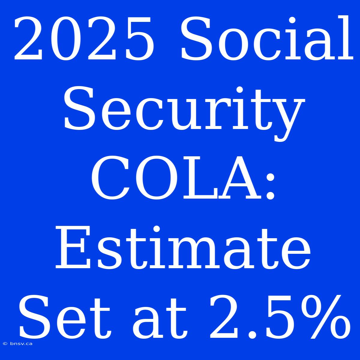 2025 Social Security COLA: Estimate Set At 2.5%