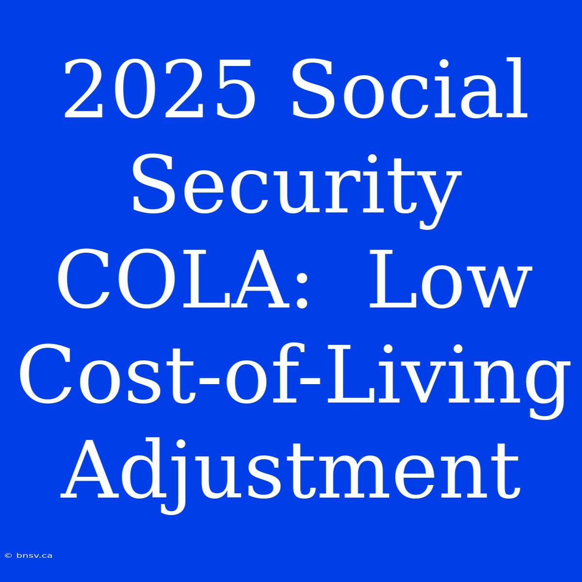 2025 Social Security COLA:  Low Cost-of-Living Adjustment