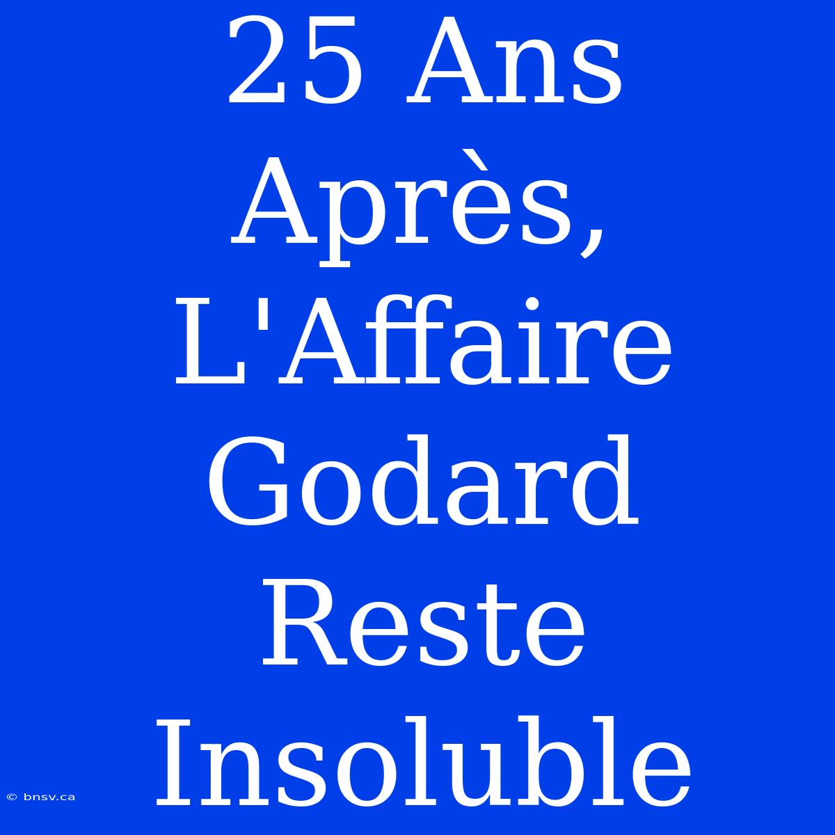 25 Ans Après, L'Affaire Godard Reste Insoluble