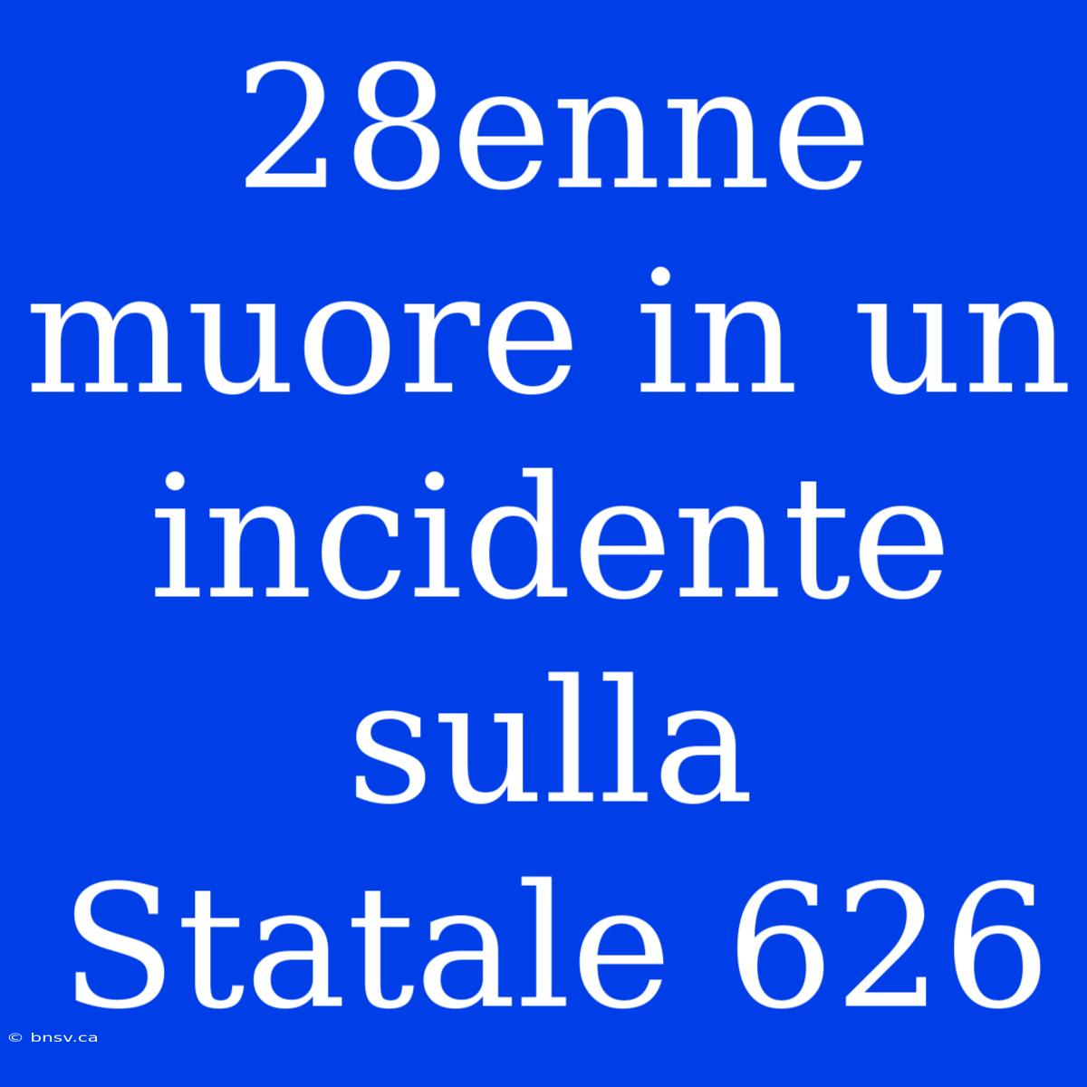 28enne Muore In Un Incidente Sulla Statale 626