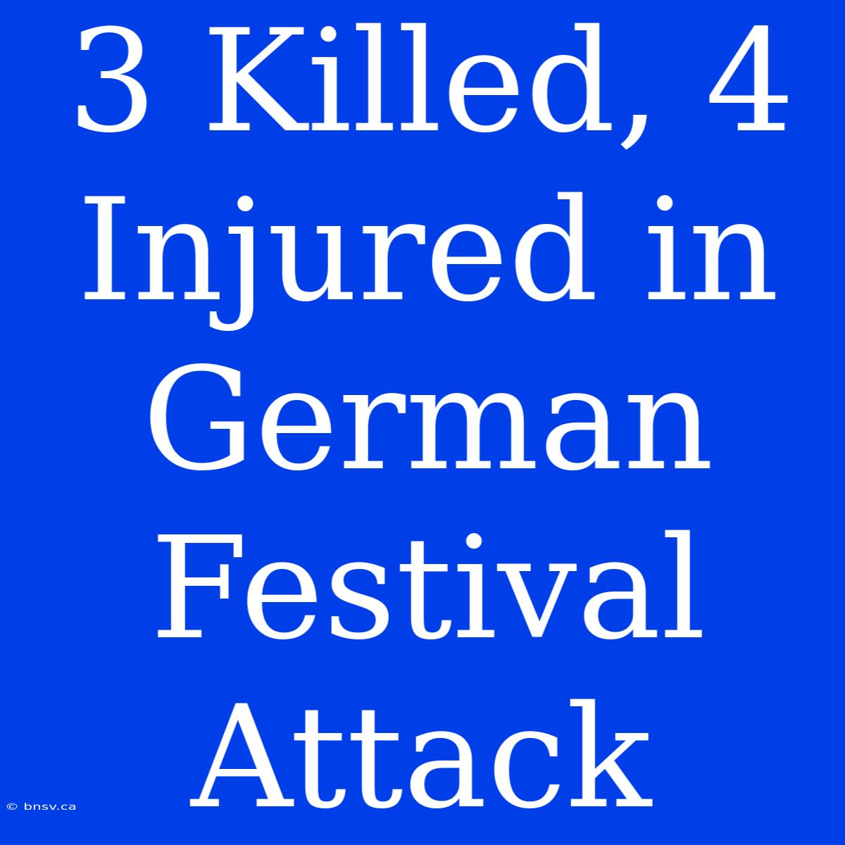 3 Killed, 4 Injured In German Festival Attack