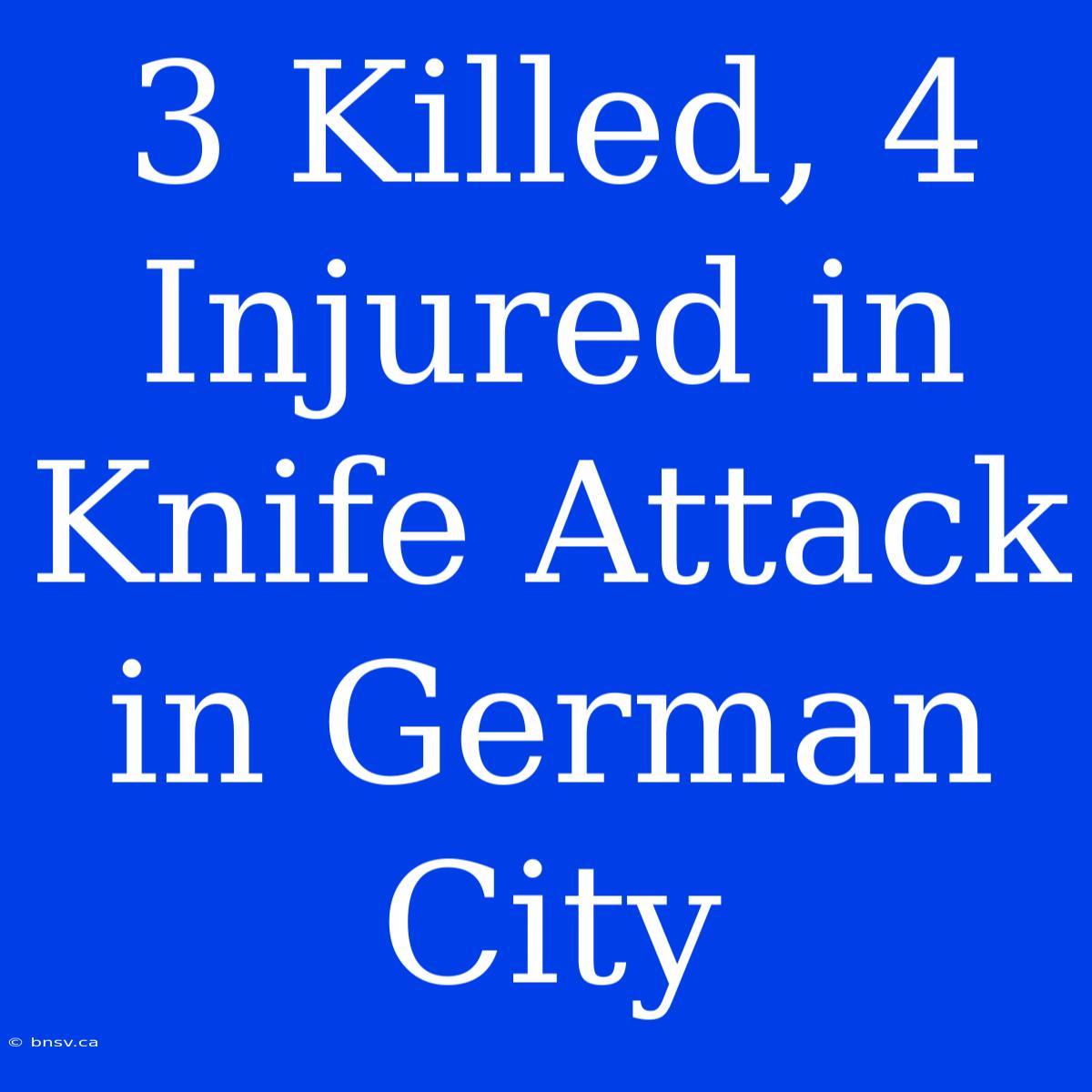 3 Killed, 4 Injured In Knife Attack In German City