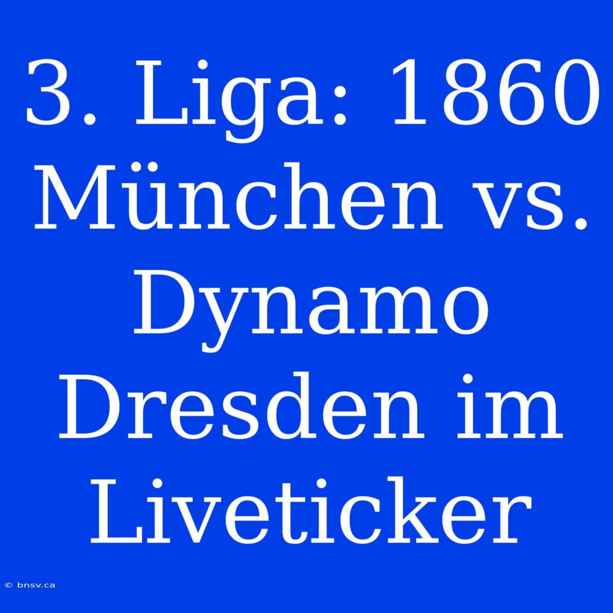 3. Liga: 1860 München Vs. Dynamo Dresden Im Liveticker