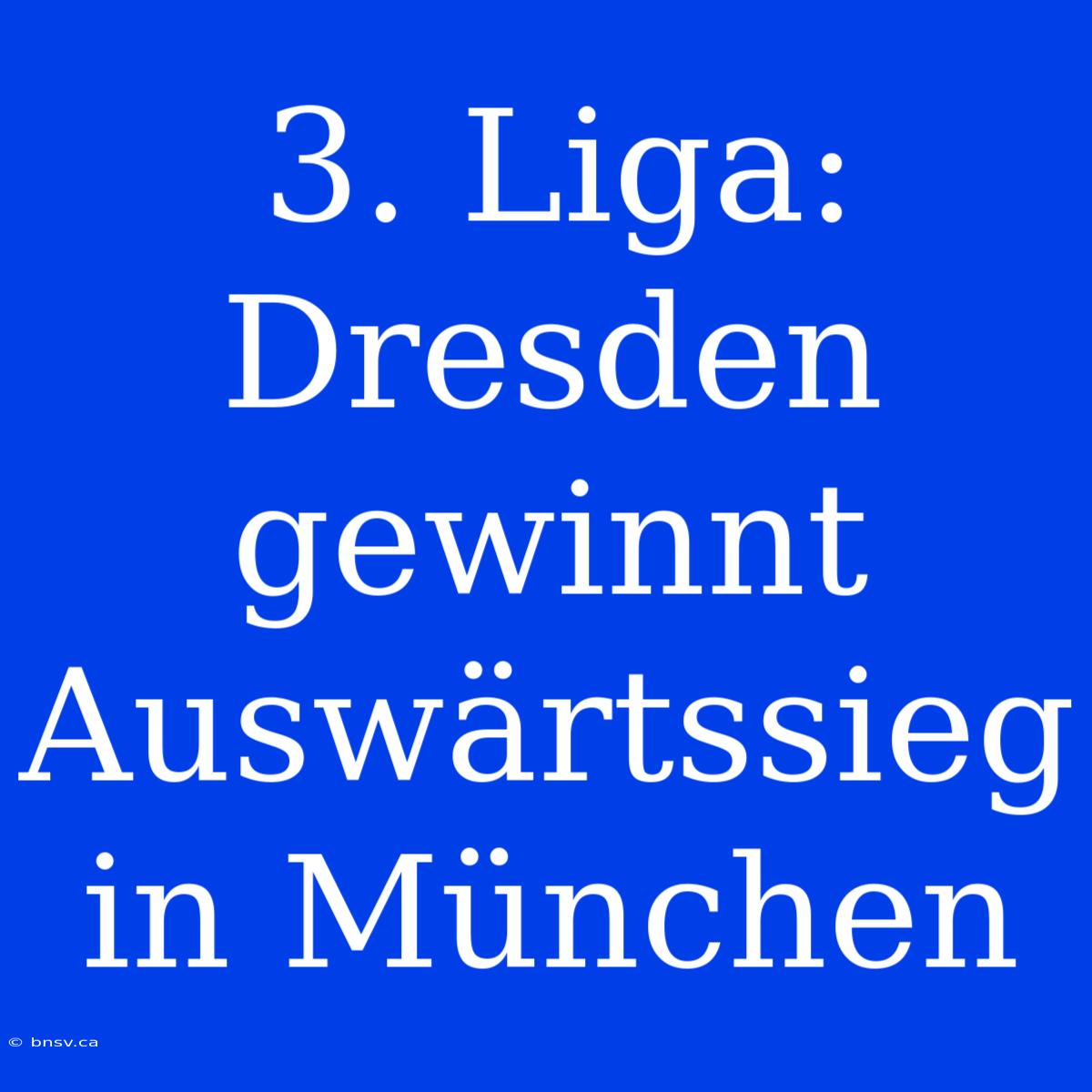 3. Liga: Dresden Gewinnt Auswärtssieg In München